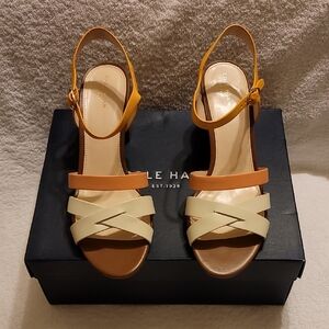 Cole Haan Women's Sandals in Tan and Cream.heels 3in